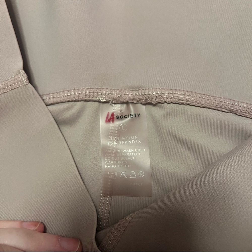 LA Society High Rise Taupe Brown Gray High-Waisted Leggings L Workout Athletic - Picture 3 of 9